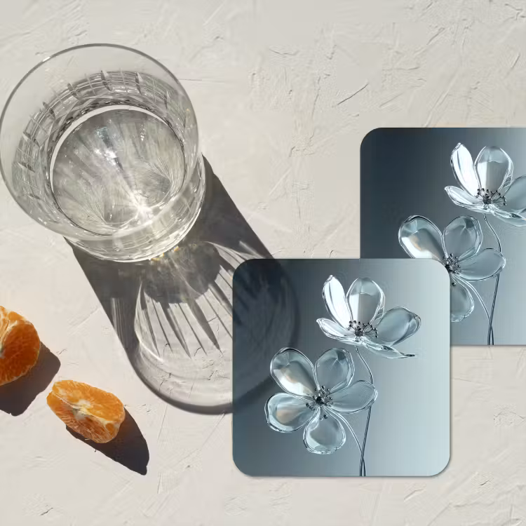 Onderzetter - Kristal - Bloemen - Grijs — 3