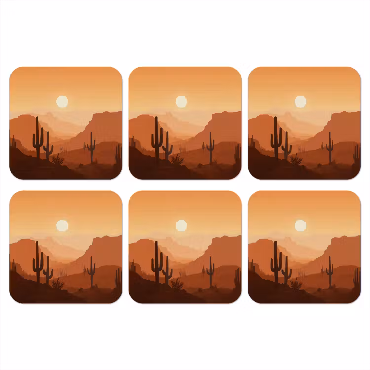 Onderzetter​ - Landschap - Woestijn - Cactussen - Zon — 1