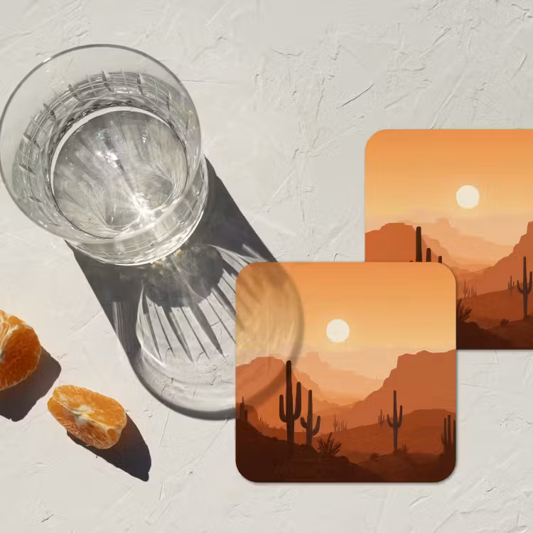 Onderzetter​ - Landschap - Woestijn - Cactussen - Zon — 3
