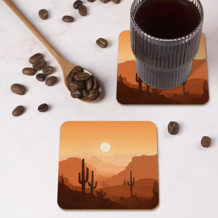 Onderzetter​ - Landschap - Woestijn - Cactussen - Zon — 4