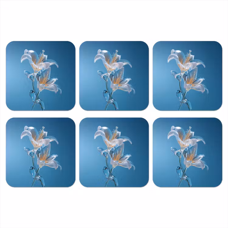 Onderzetter - Lelies - Blauw - Glazen — 1