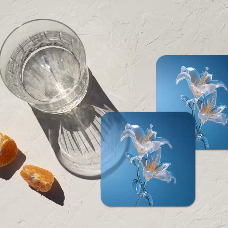 Onderzetter - Lelies - Blauw - Glazen — 3