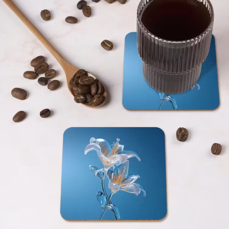 Onderzetter - Lelies - Blauw - Glazen — 4