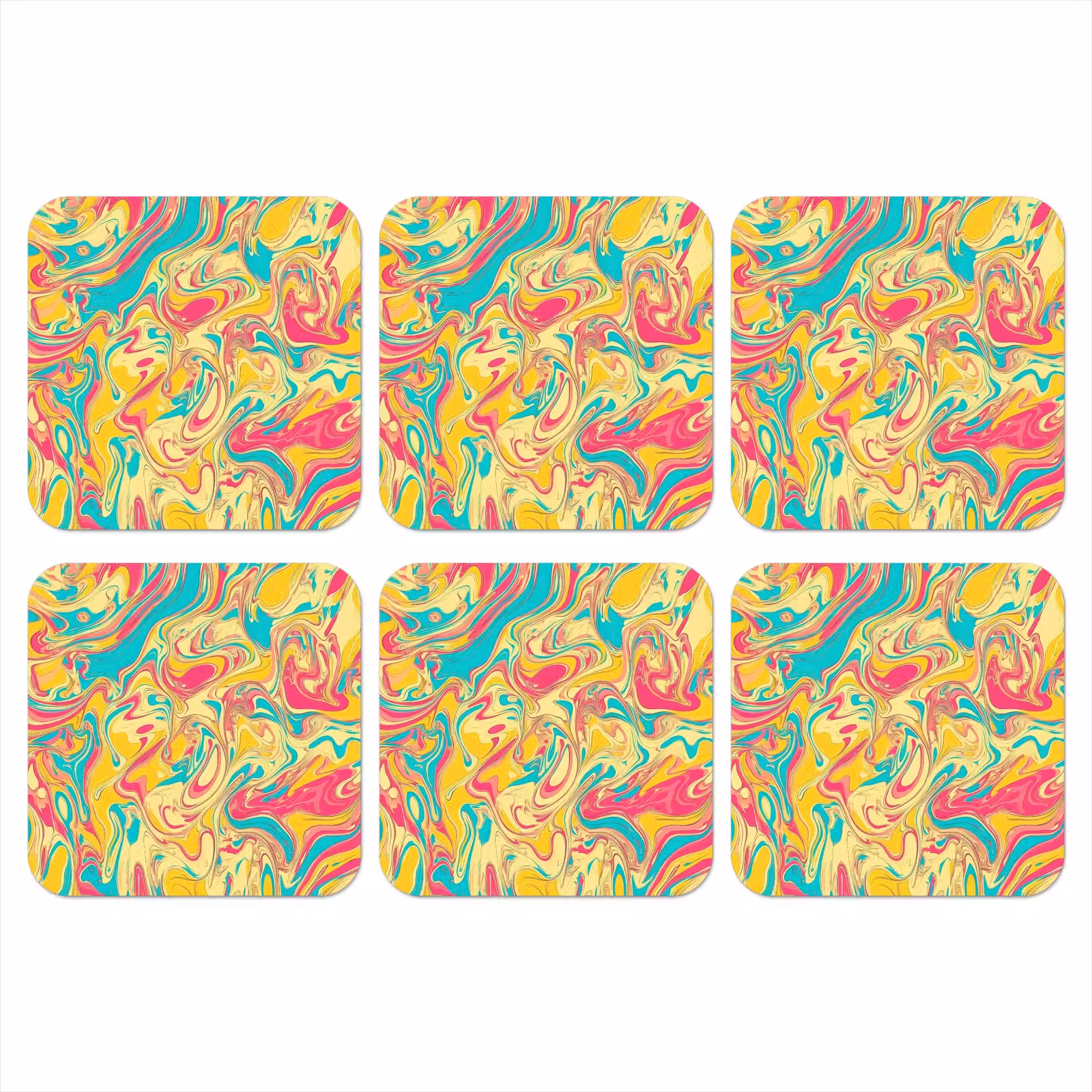 Onderzetter - Geel - Roze - Blauw - Retro — 1