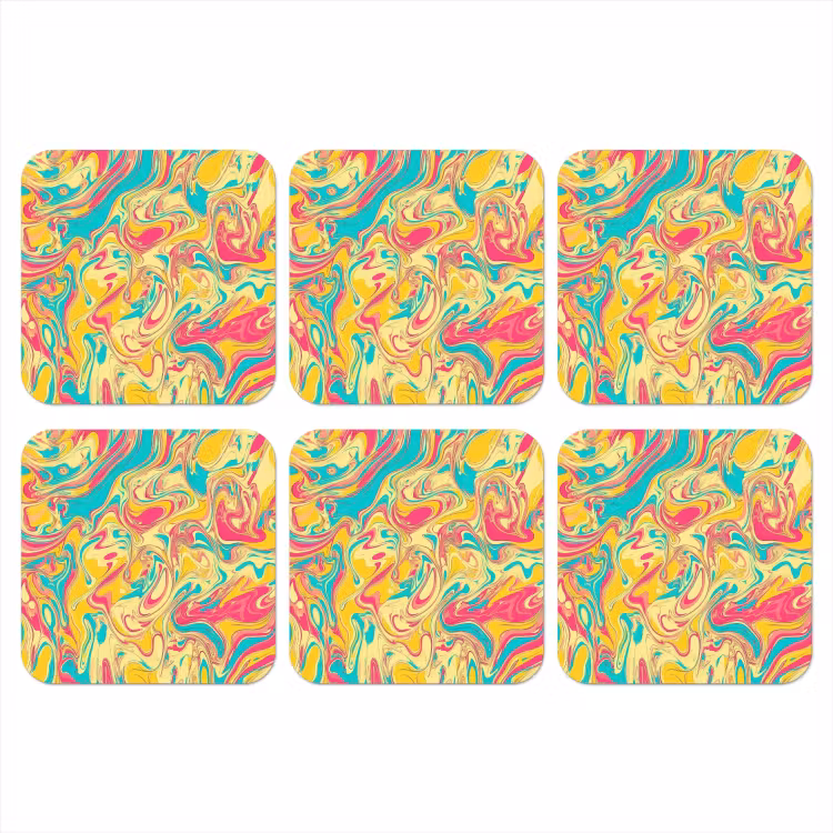 Onderzetter - Geel - Roze - Blauw - Retro — 1