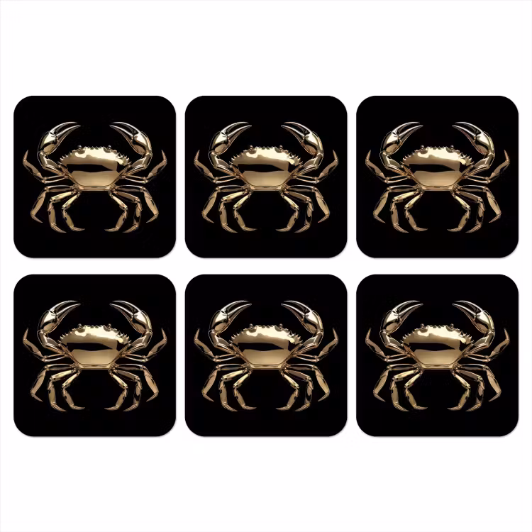 Onderzetter - Goud - Krab - Dieren - Zwart — 1