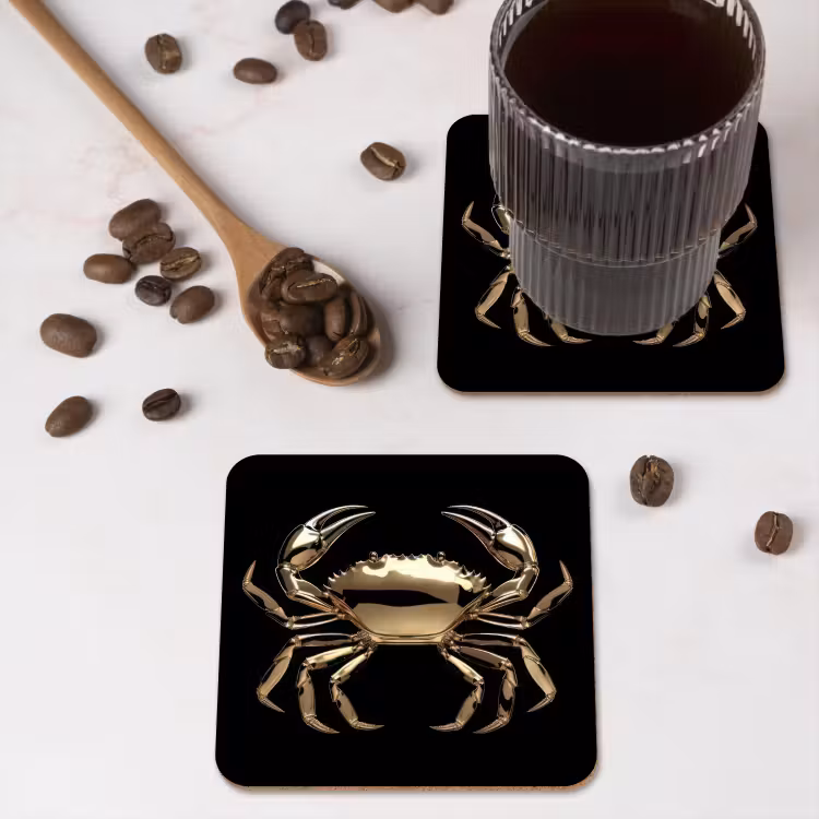 Onderzetter - Goud - Krab - Dieren - Zwart — 4