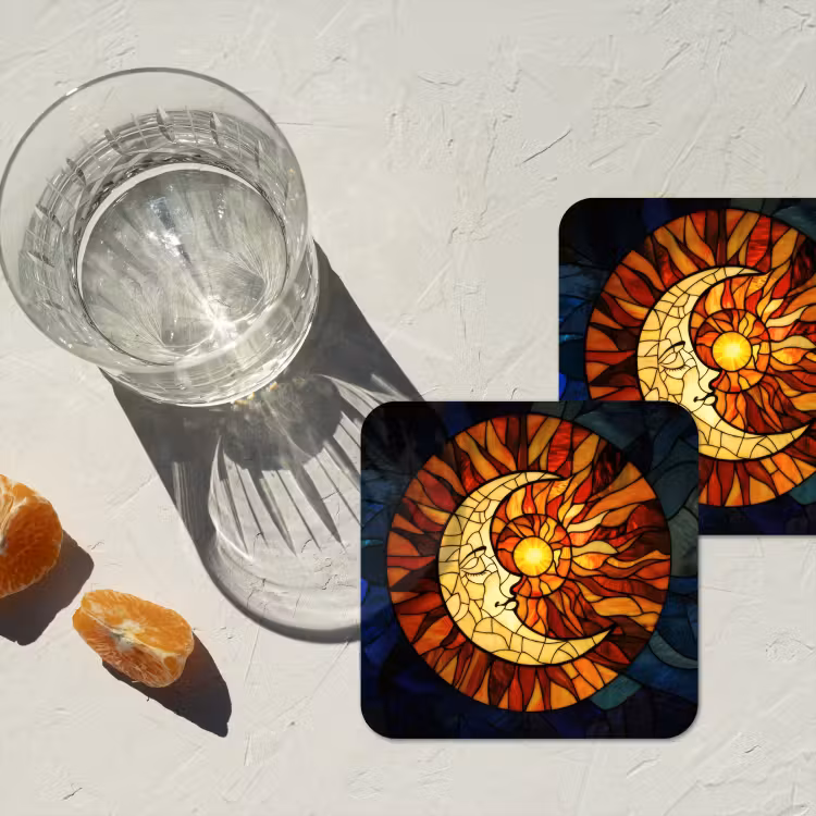Onderzetter - Mozaïek - Glas - Maan - Donkerblauw — 3