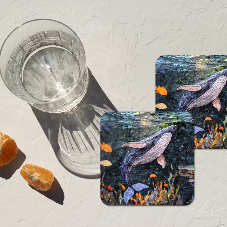 Onderzetter​ - Mozaïek - Walvis - Koraal - Water — 3