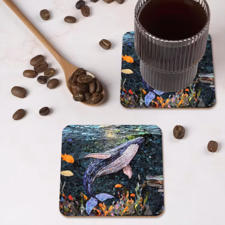 Onderzetter​ - Mozaïek - Walvis - Koraal - Water — 4
