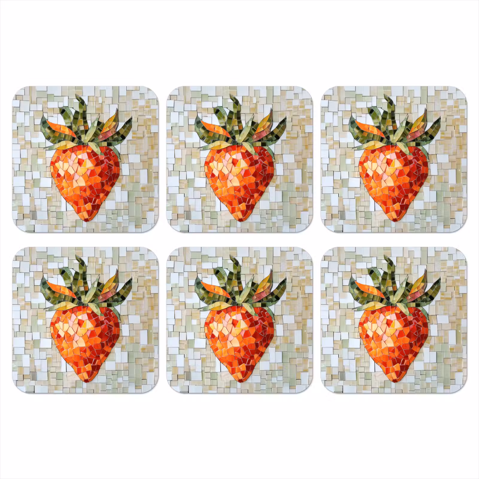 Onderzetter - Aardbei - Rood - Mozaïek - Fruit — 1