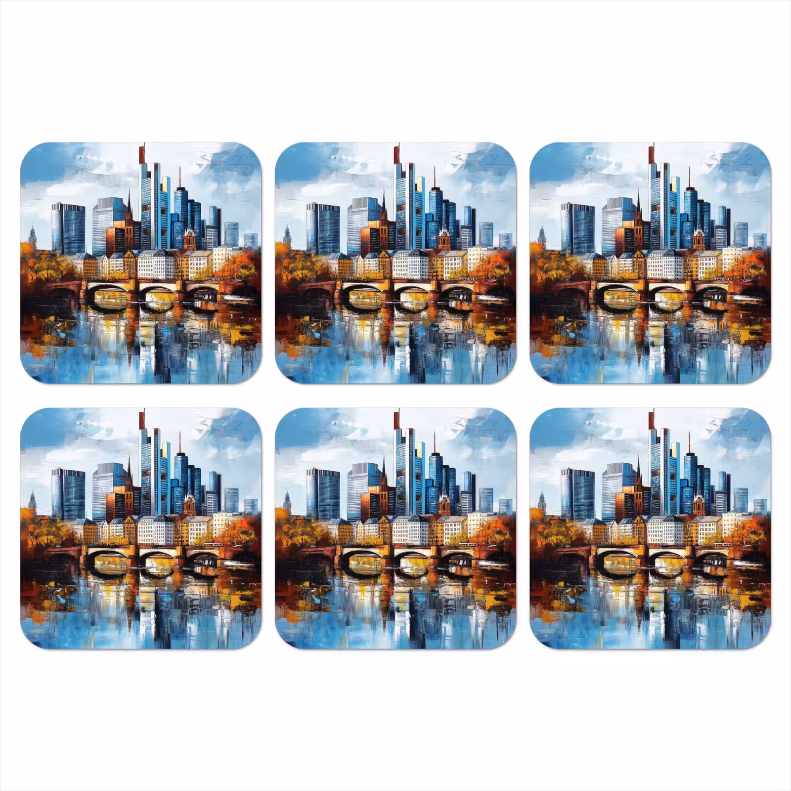 Onderzetter - Bomen Frankfurt- Stad - Skyline - Brug — 1