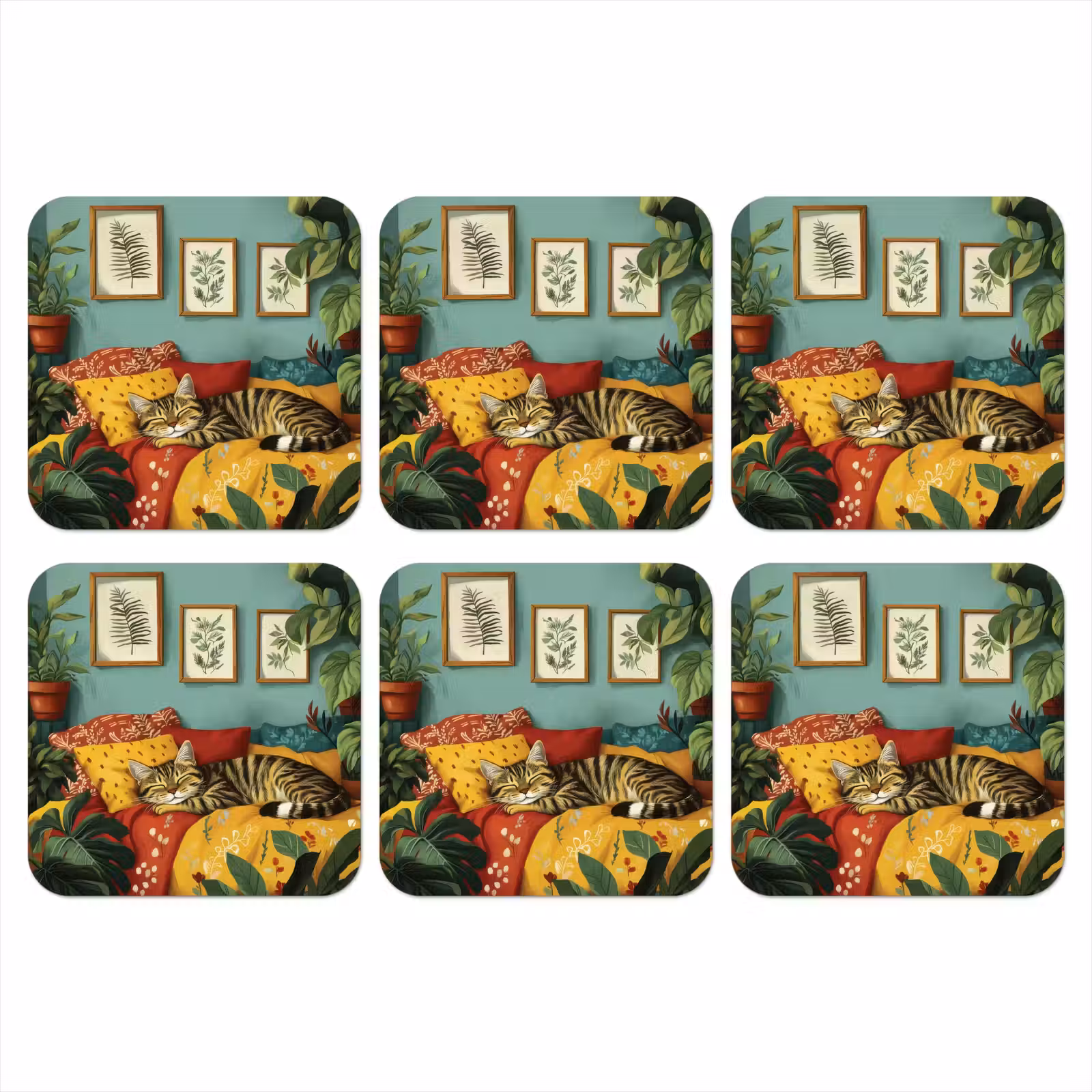 Onderzetter - Kat - Planten - Groen — 1