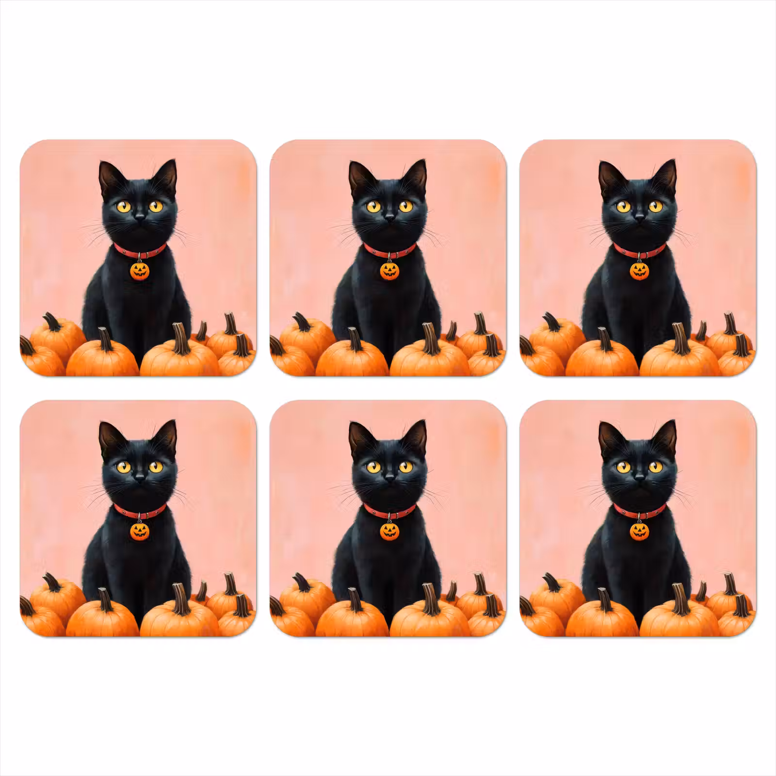 Onderzetter - Kat - Pompoen - Roze — 1