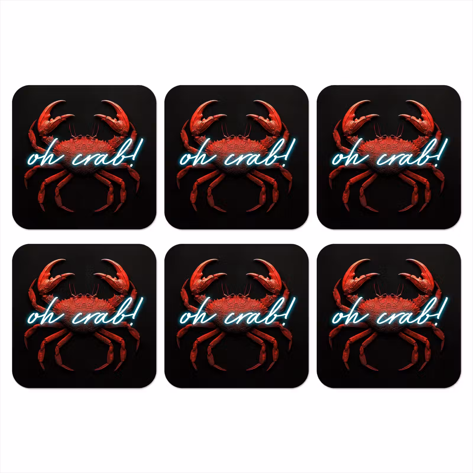 Onderzetter - Krab - Rood - Neon - Quote — 1