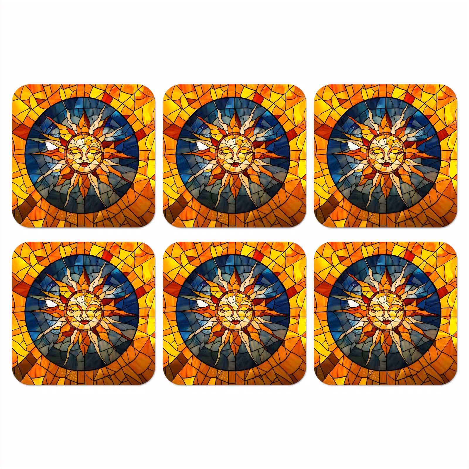 Onderzetter - Mozaïek - Zon - Geel - Cirkel — 1