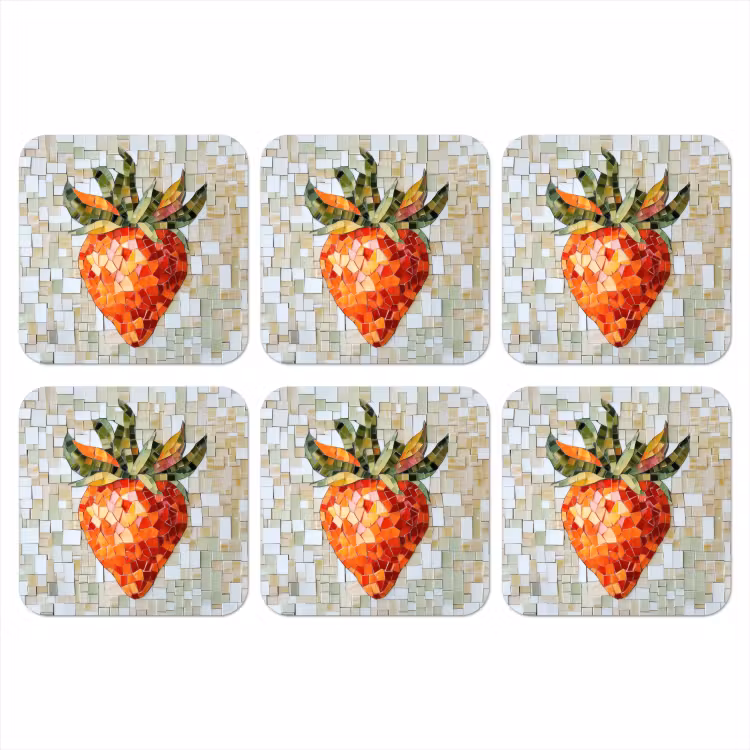 Onderzetter - Aardbei - Rood - Mozaïek - Fruit — 1