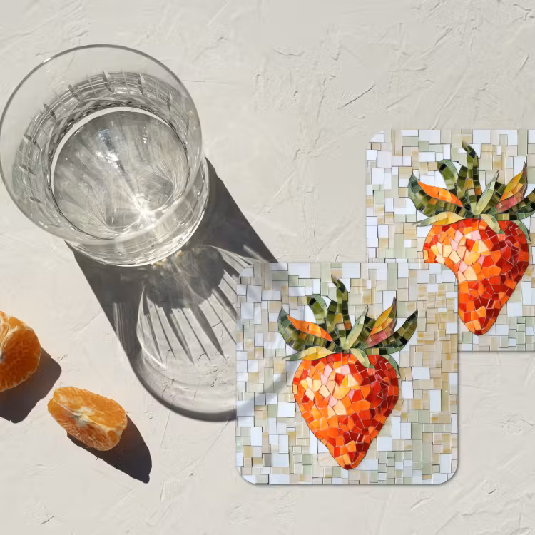 Onderzetter - Aardbei - Rood - Mozaïek - Fruit — 3