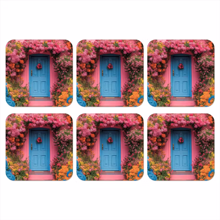 Onderzetter​ - Bloemen - Deur - Roze — 1