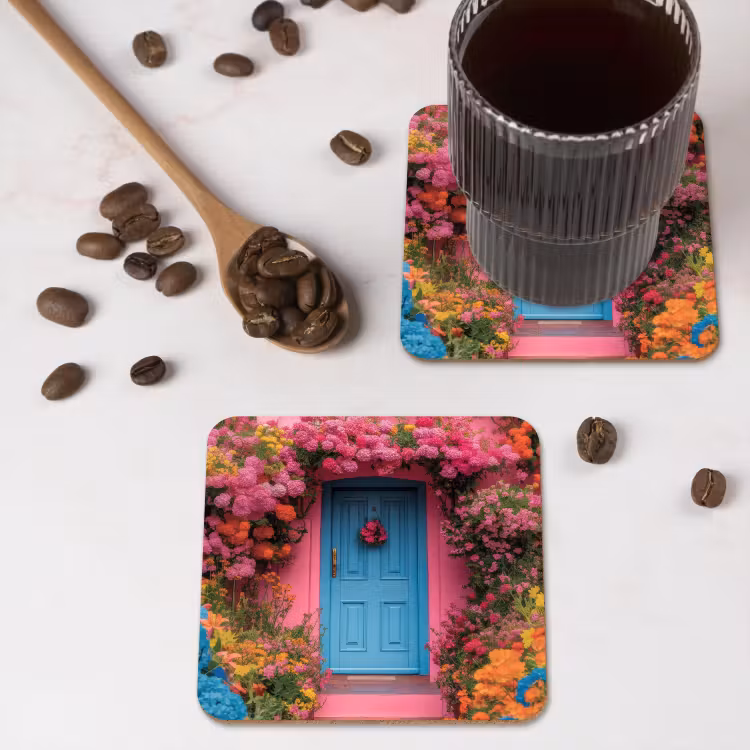 Onderzetter​ - Bloemen - Deur - Roze — 4