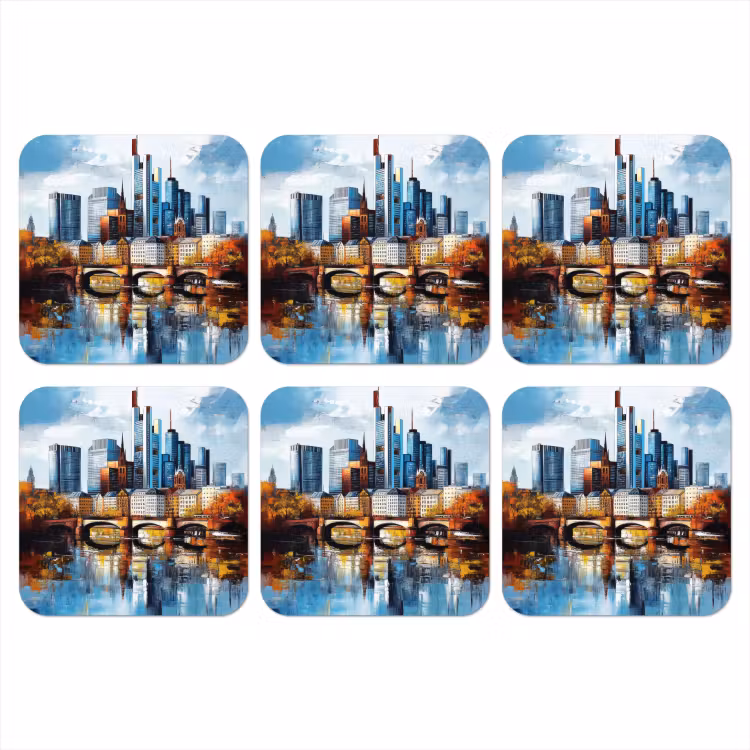 Onderzetter - Bomen Frankfurt- Stad - Skyline - Brug — 1