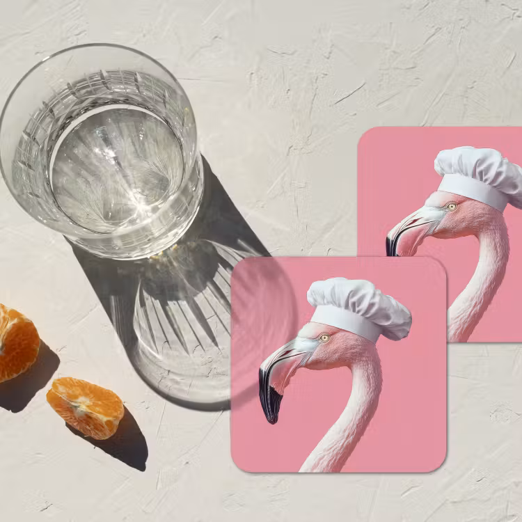 Onderzetter - Flamingo - Roze - Koksmuts - Vogel — 3