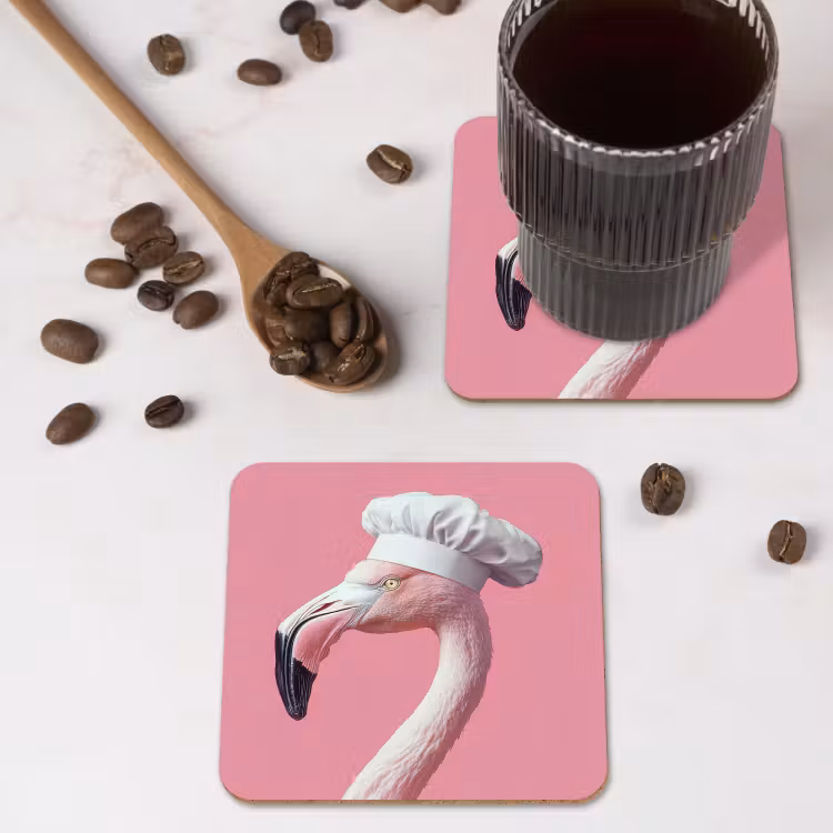 Onderzetter - Flamingo - Roze - Koksmuts - Vogel — 4