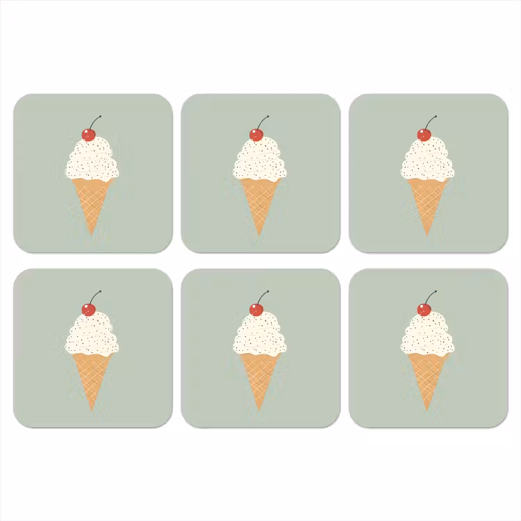 Onderzetter - Illustratie - Ijsje - Spikkels - Kers — 1