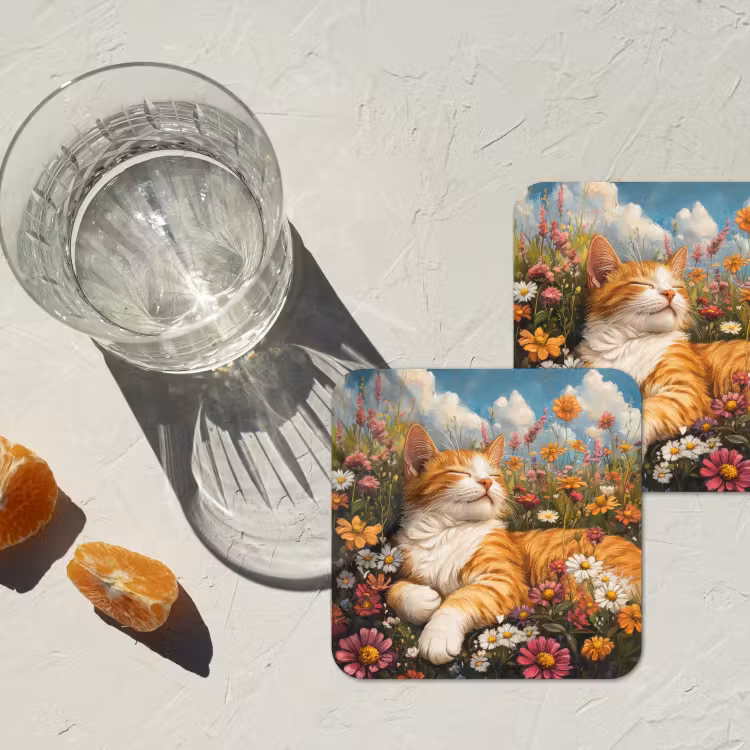 Onderzetter - Kat - Bloemen - Ontspannen — 3