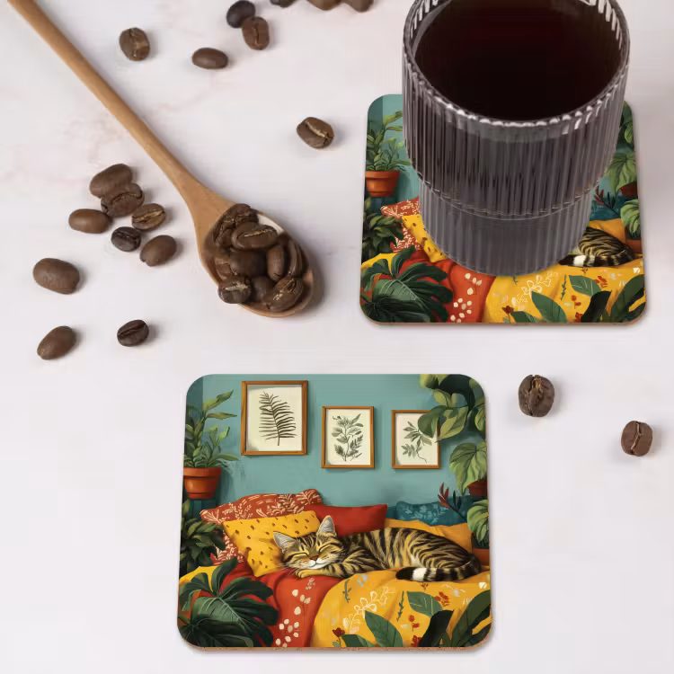 Onderzetter - Kat - Planten - Groen — 4