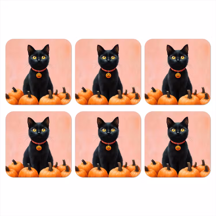 Onderzetter - Kat - Pompoen - Roze — 1