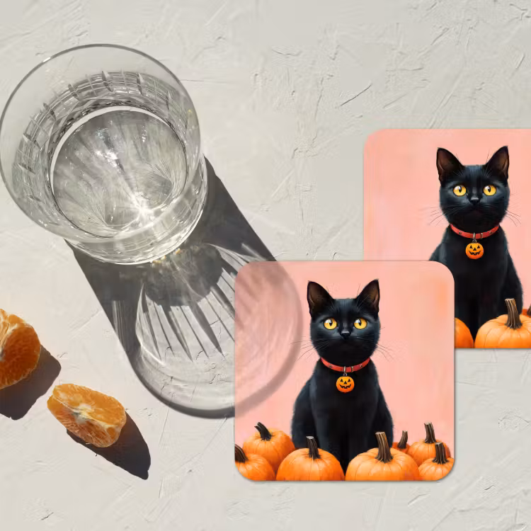 Onderzetter - Kat - Pompoen - Roze — 3