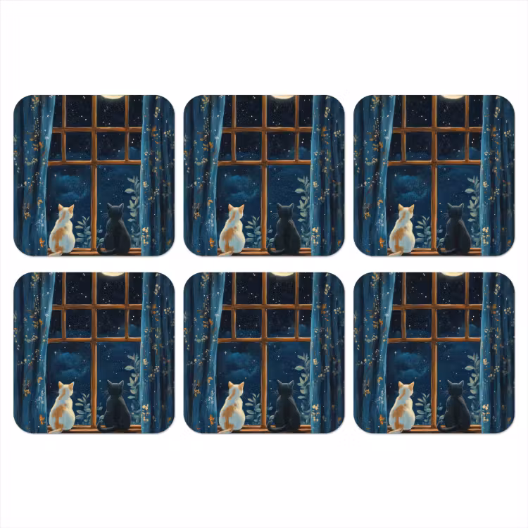 Onderzetter - Kat - Sterrenhemel - Blauw — 1