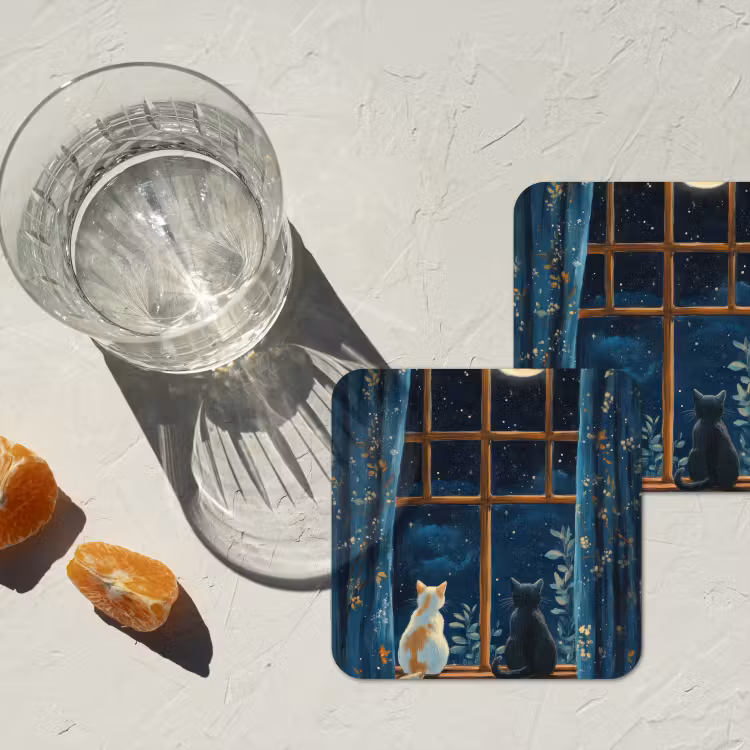 Onderzetter - Kat - Sterrenhemel - Blauw — 3