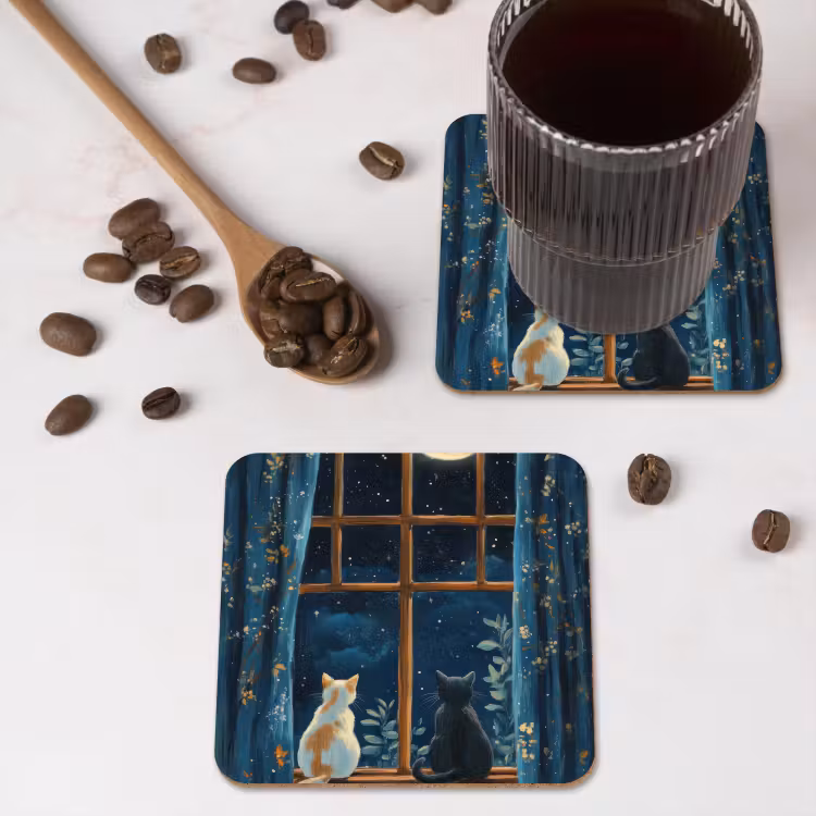 Onderzetter - Kat - Sterrenhemel - Blauw — 4