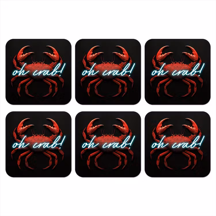 Onderzetter - Krab - Rood - Neon - Quote — 1