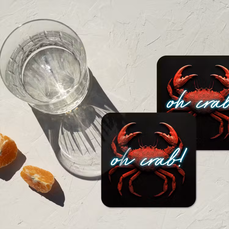 Onderzetter - Krab - Rood - Neon - Quote — 3
