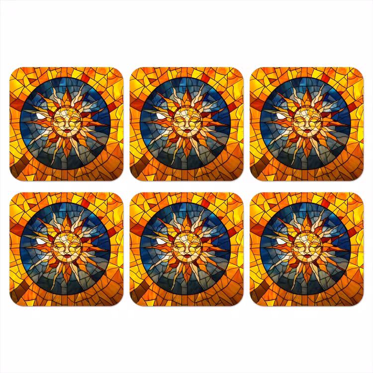 Onderzetter - Mozaïek - Zon - Geel - Cirkel — 1