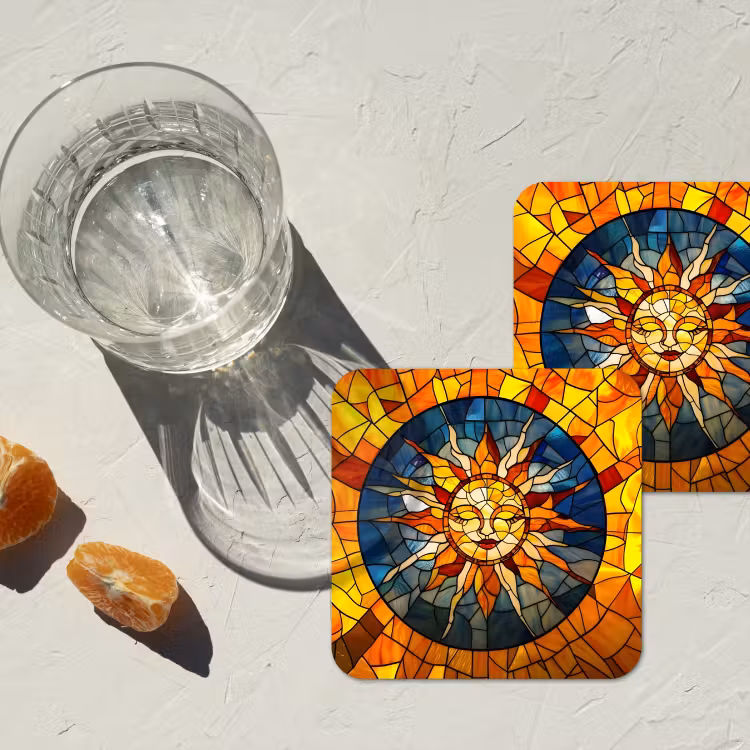 Onderzetter - Mozaïek - Zon - Geel - Cirkel — 3