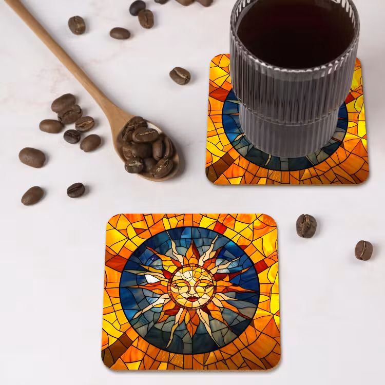 Onderzetter - Mozaïek - Zon - Geel - Cirkel — 4