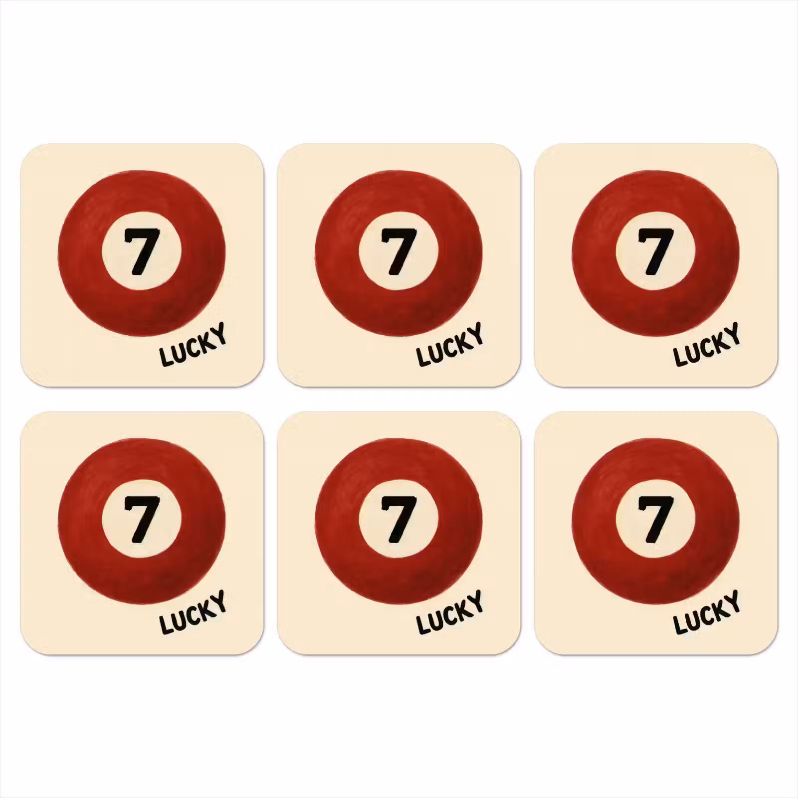 Onderzetter - Cirkel - Zeven - Lucky - Rood — 1