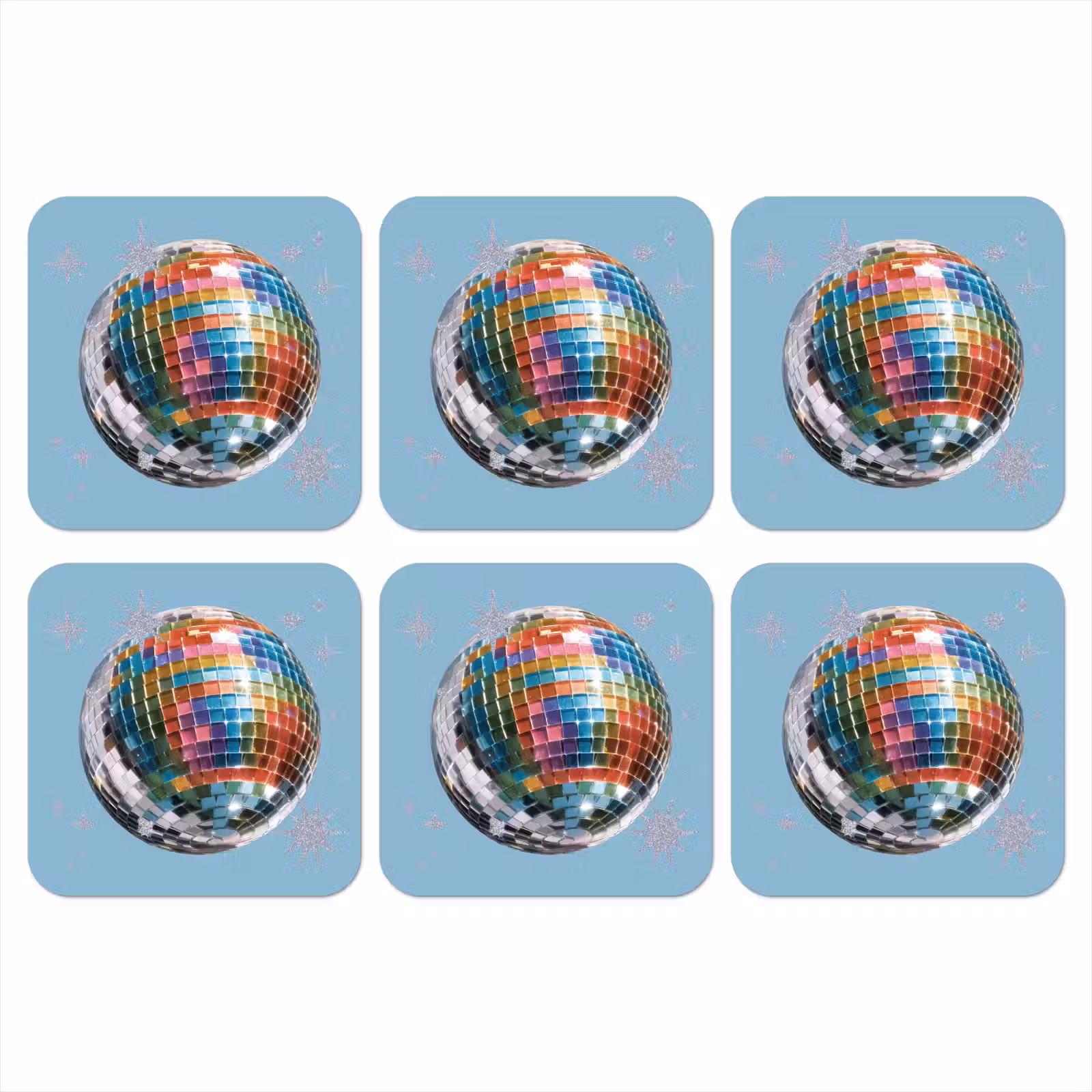 Onderzetter - Discobal - Glinsterende sterren - Regenboog — 1