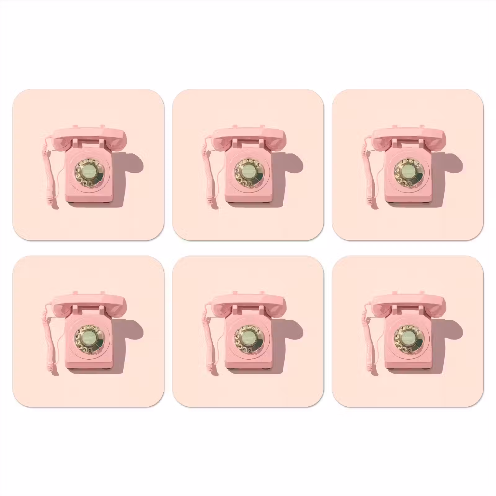 Onderzetter - Draaischijftelefoon - Retro - Roze — 1