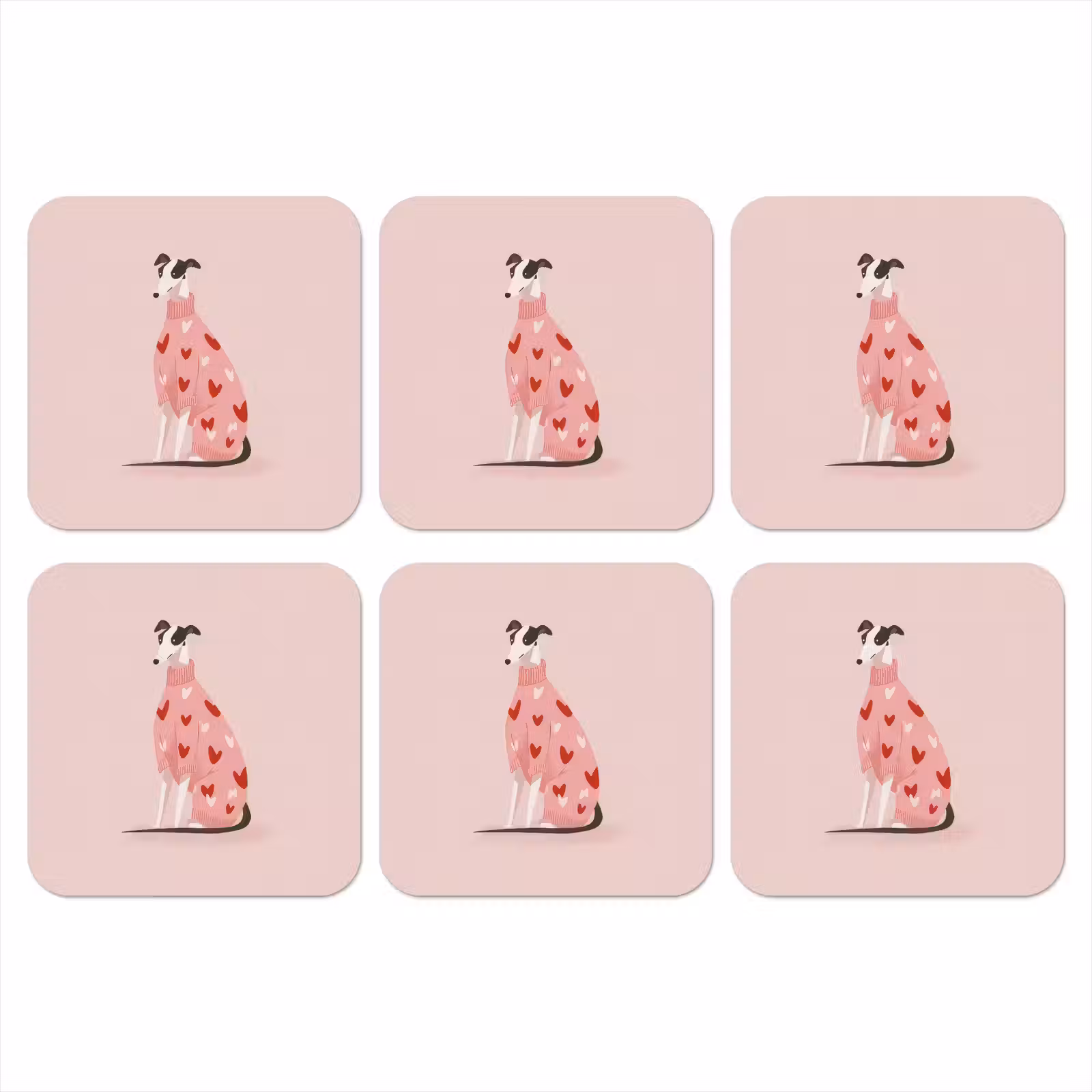 Onderzetter - Hond - Hartjes - Roze — 1