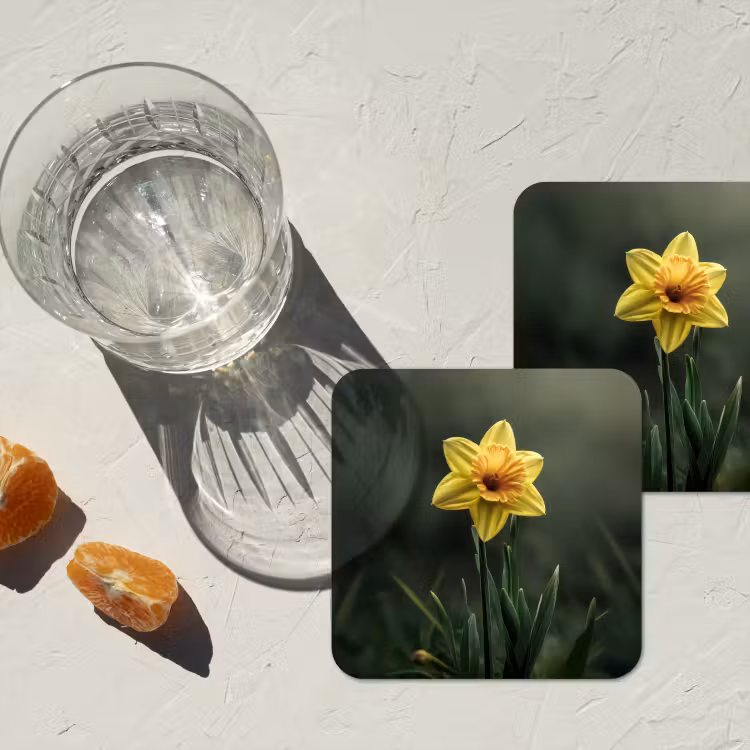 Onderzetter - Bloem - Narcis - Gras - Geel — 3