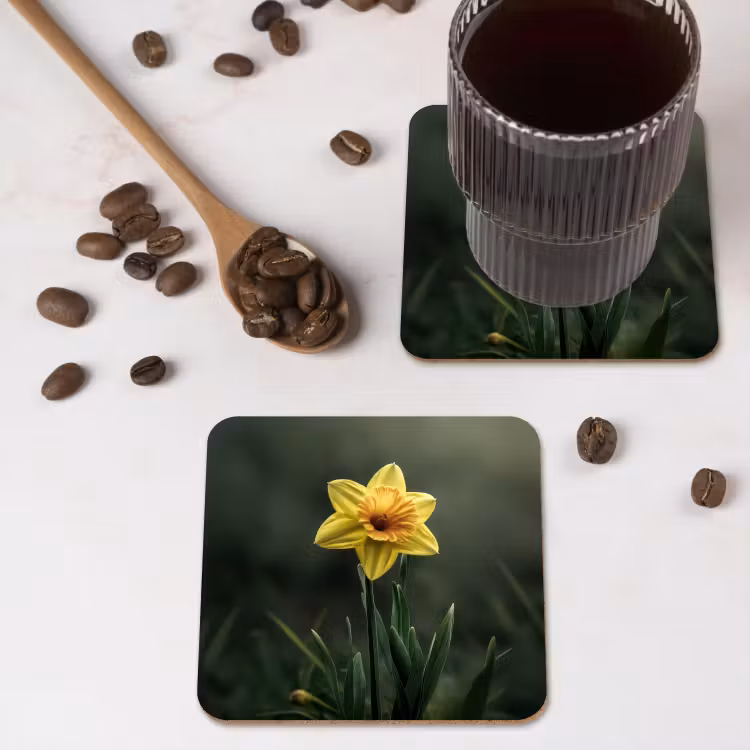 Onderzetter - Bloem - Narcis - Gras - Geel — 4