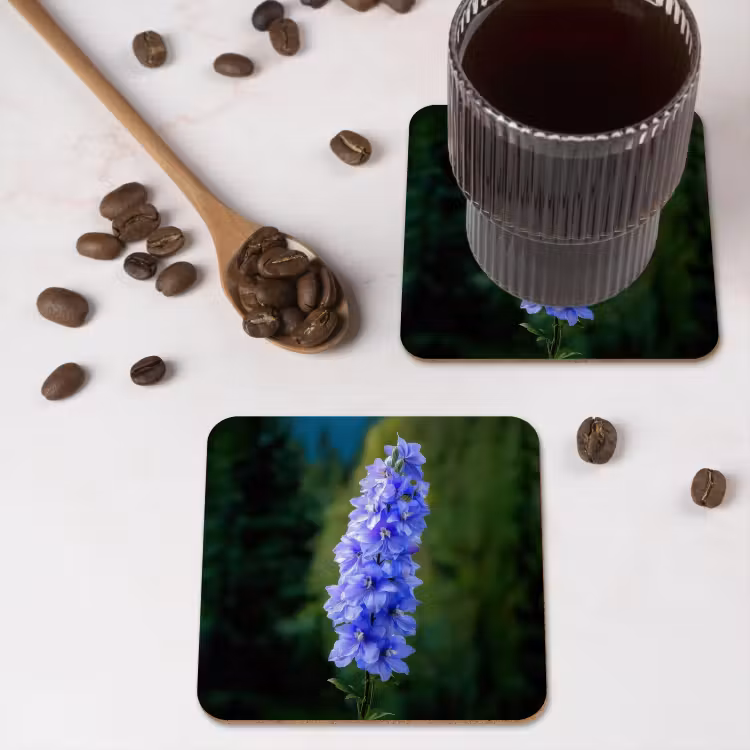 Onderzetter - Bloemen - Blauw - Dennenboom — 4