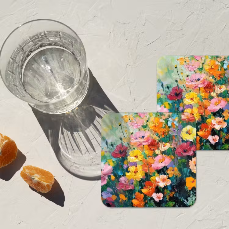 Onderzetter - Bloemen explosie - Heldere kleuren - Vrolijk — 3