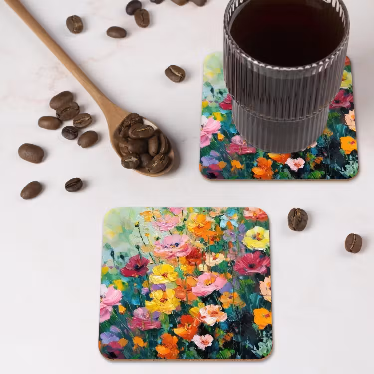 Onderzetter - Bloemen explosie - Heldere kleuren - Vrolijk — 4