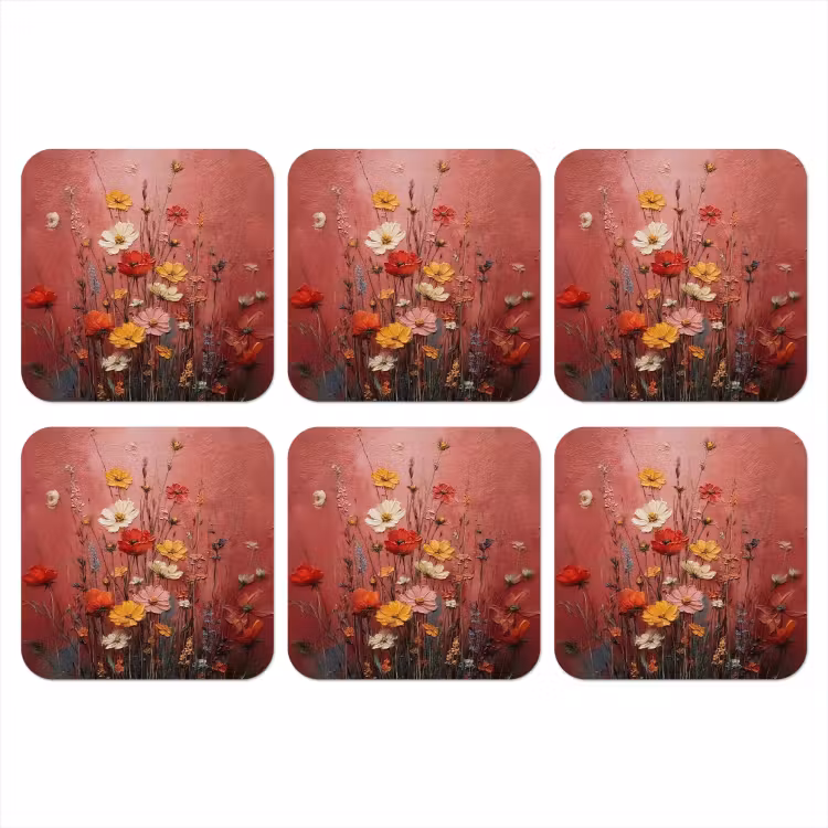 Onderzetter - Bloemenboeket - Diepte - Tastbare textuur — 1